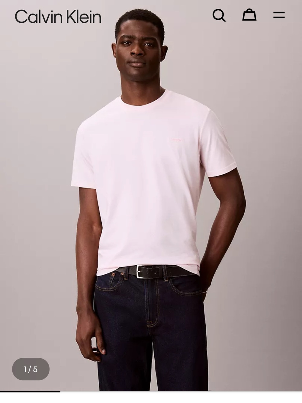 Calvin Klein Men’s Classic Crew Neck T-Shirt in Light Pink Liquid Touch